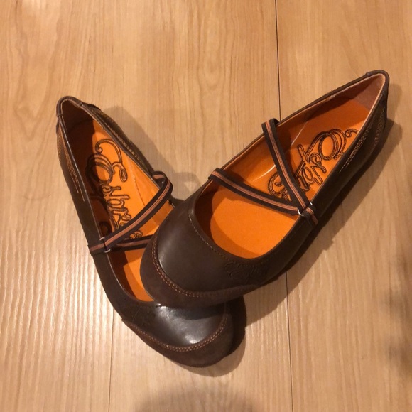 Brown ballerina/flat part. leather, ESPRIT, EU38/US7 bought in Europe, not worn - Picture 6 of 9